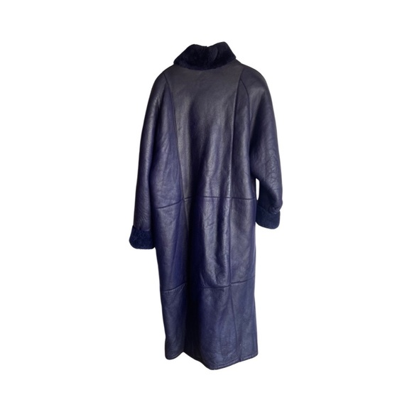 Vintage purple Full Length soft leather made in US shearling jacket size XL - Picture 2 of 6